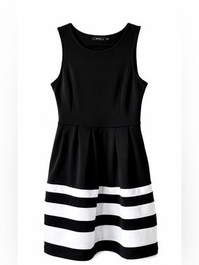 Apt. 9 Black White Striped Fit & Flare Dress Size 6 Sleeveless Mini Party Date